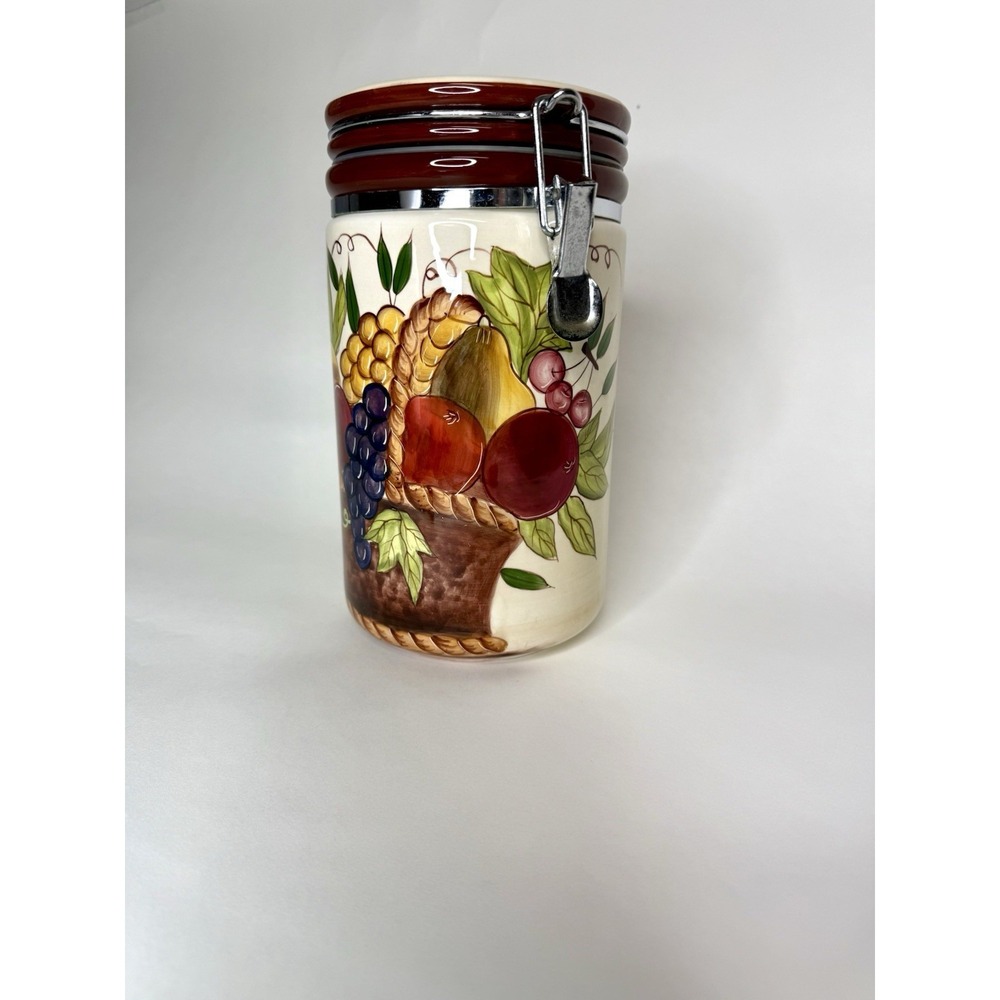 VTG Fruit Design Canister By Style Eyes By Baum Bros Canister Locking Lid 5"